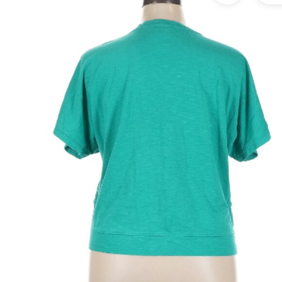 WEEKENDS by Chico's Women's turquoise Short Sleeve Shirt Pocket Size 3 - Picture 3 of 3